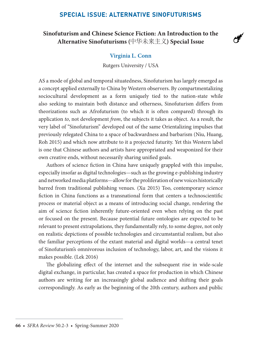 Sinofuturism and Chinese Science Fiction: an Introduction to the Alternative Sinofuturisms (中华未来主义) Special Issue