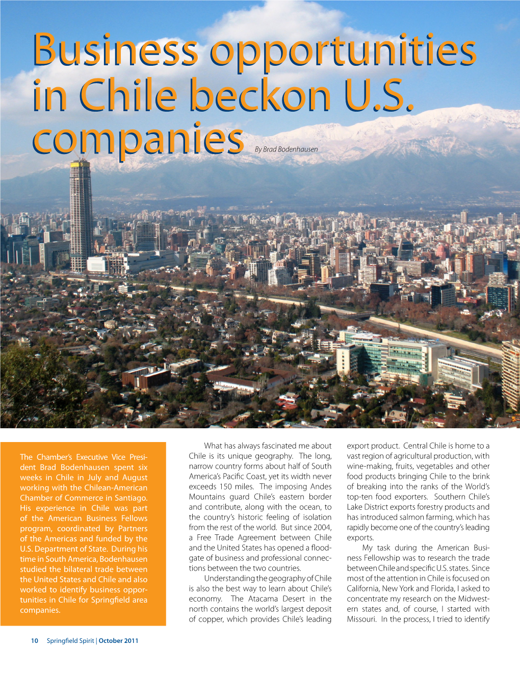 Business Opportunities in Chile Beckon U.S. Companies Business