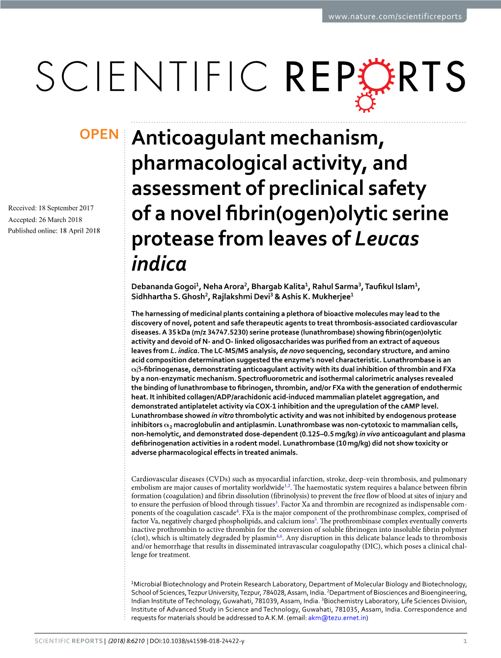 Anticoagulant Mechanism, Pharmacological Activity