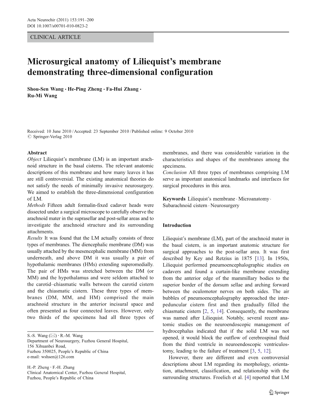 Microsurgical Anatomy of Liliequist's Membrane Demonstrating Three