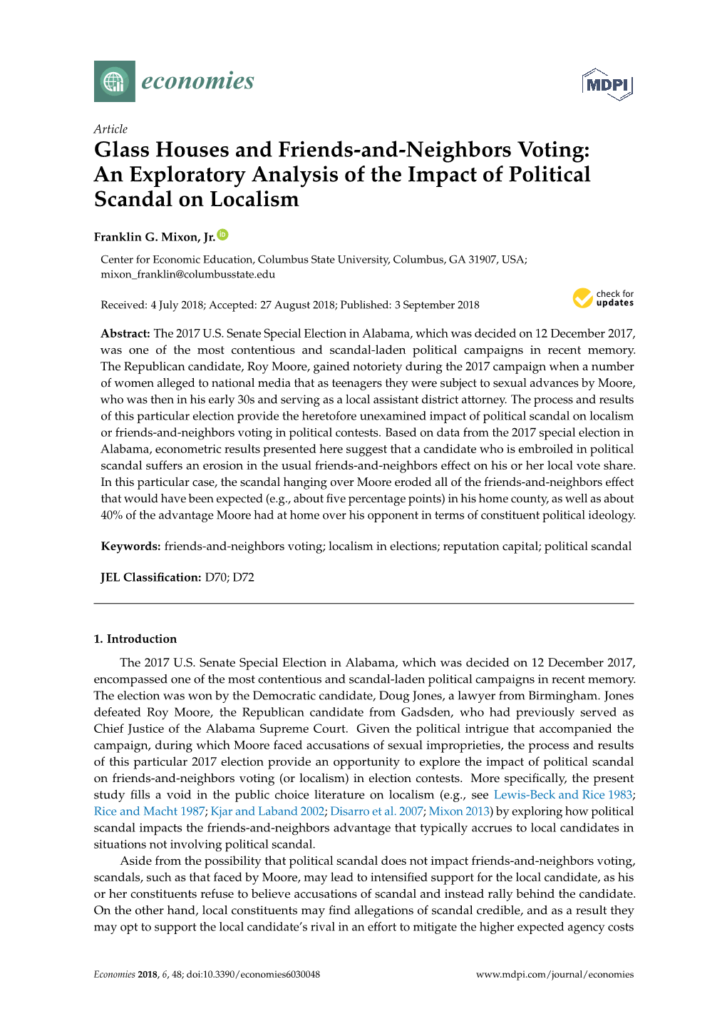 Glass Houses and Friends-And-Neighbors Voting: an Exploratory Analysis of the Impact of Political Scandal on Localism