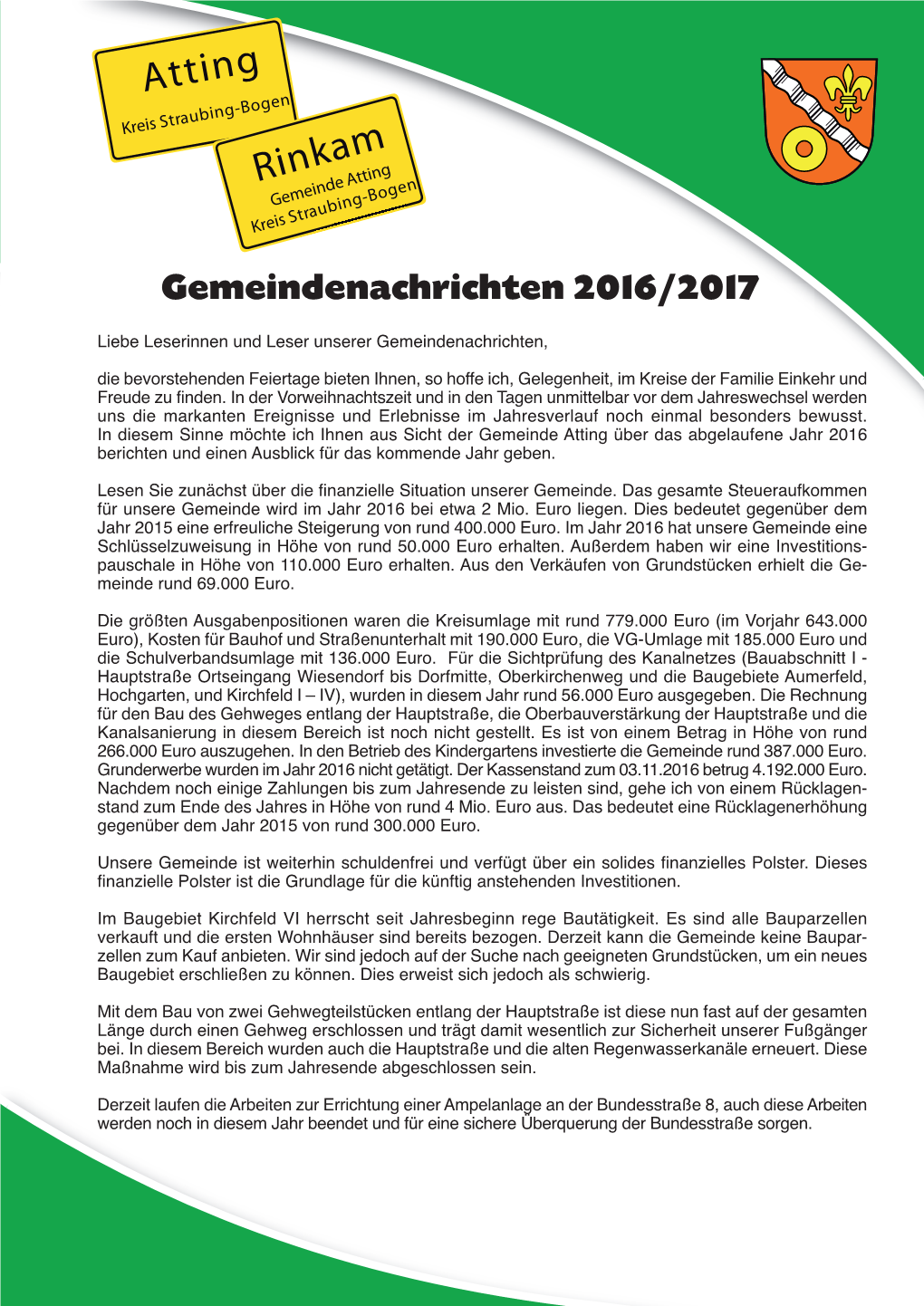 Gemeindeblatt Atting 2016/2017