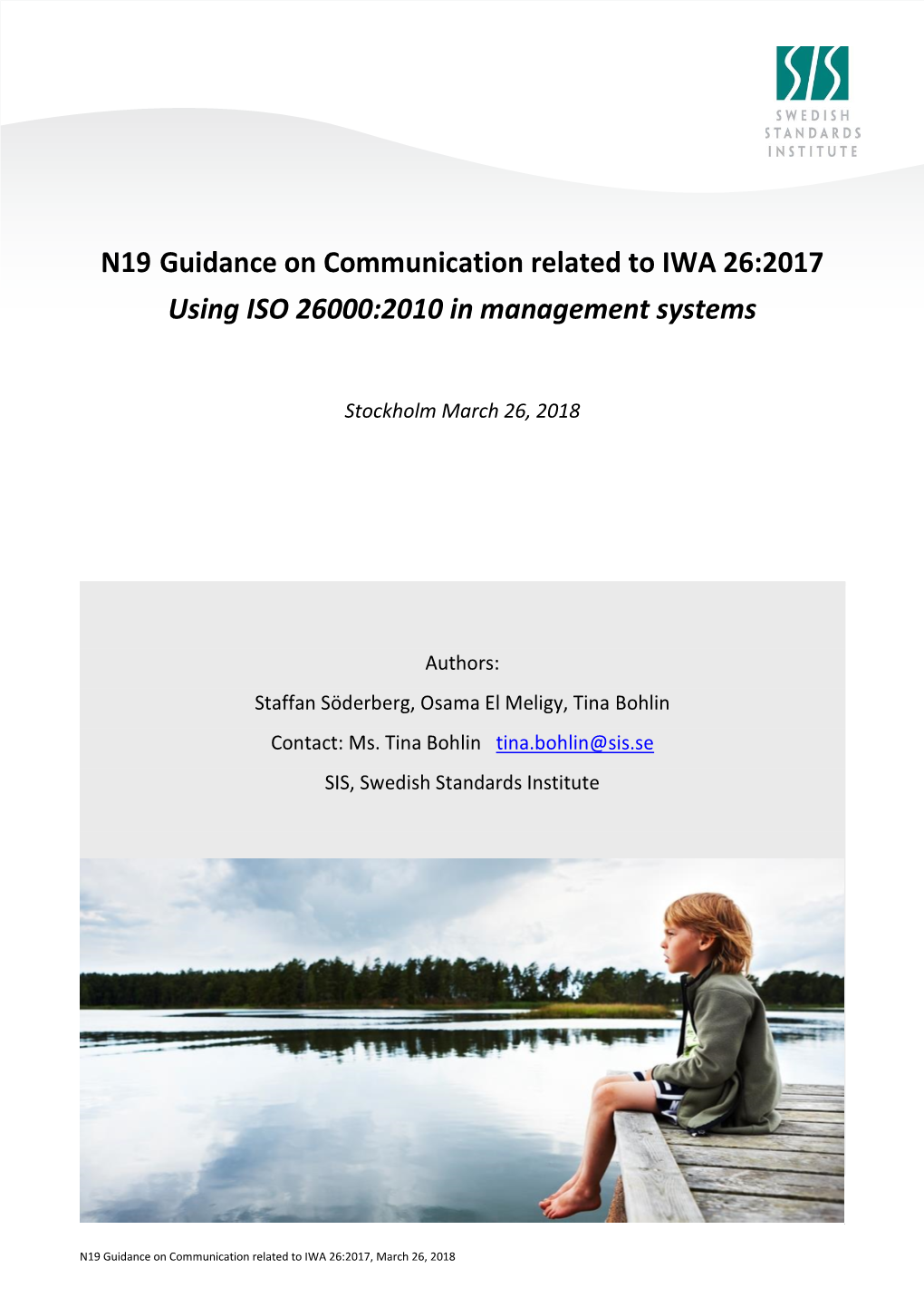 N19 Guidance on Communication Related to IWA 26:2017 Using ISO 26000:2010 in Management Systems