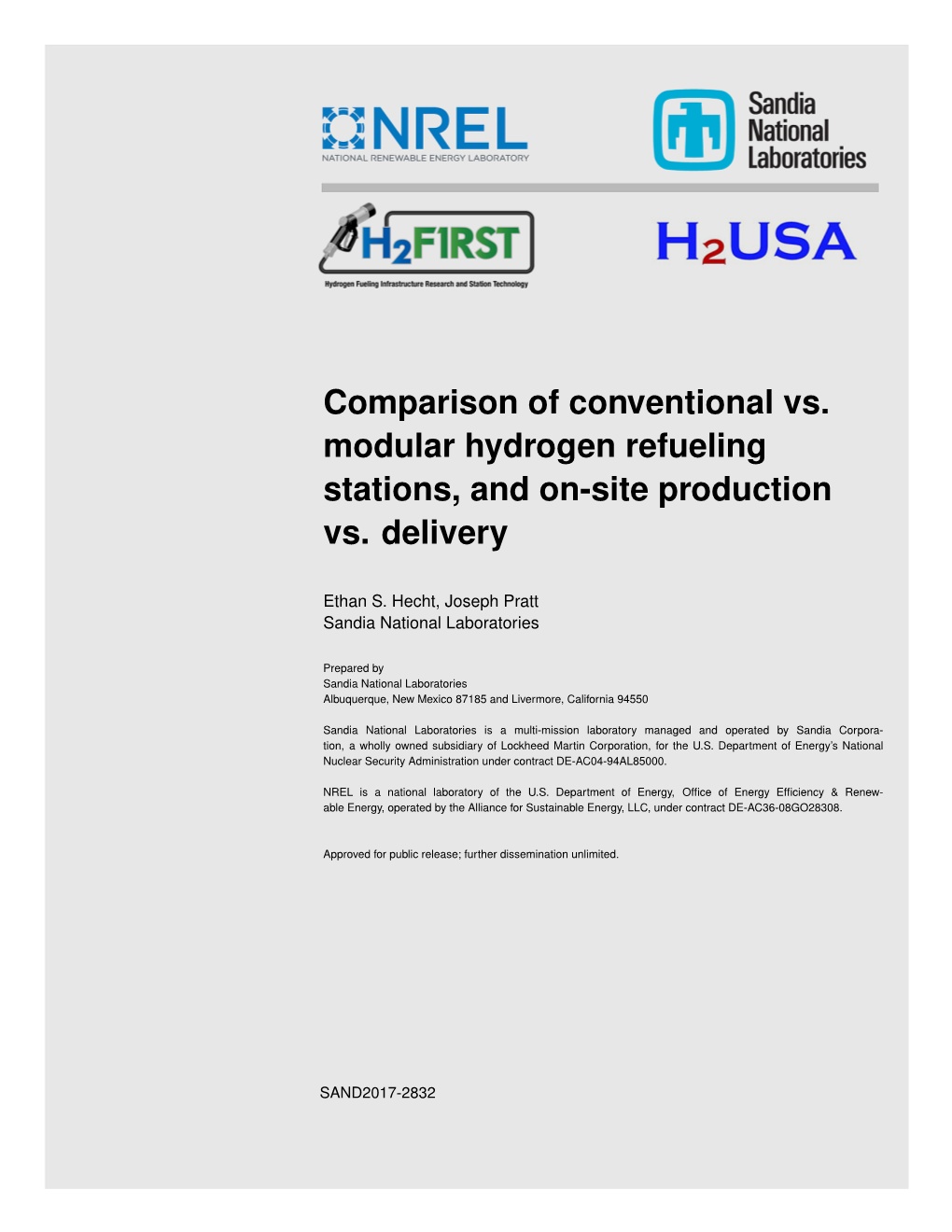 Comparison of Conventional Vs. Modular Hydrogen Refueling Stations, and On-Site Production Vs