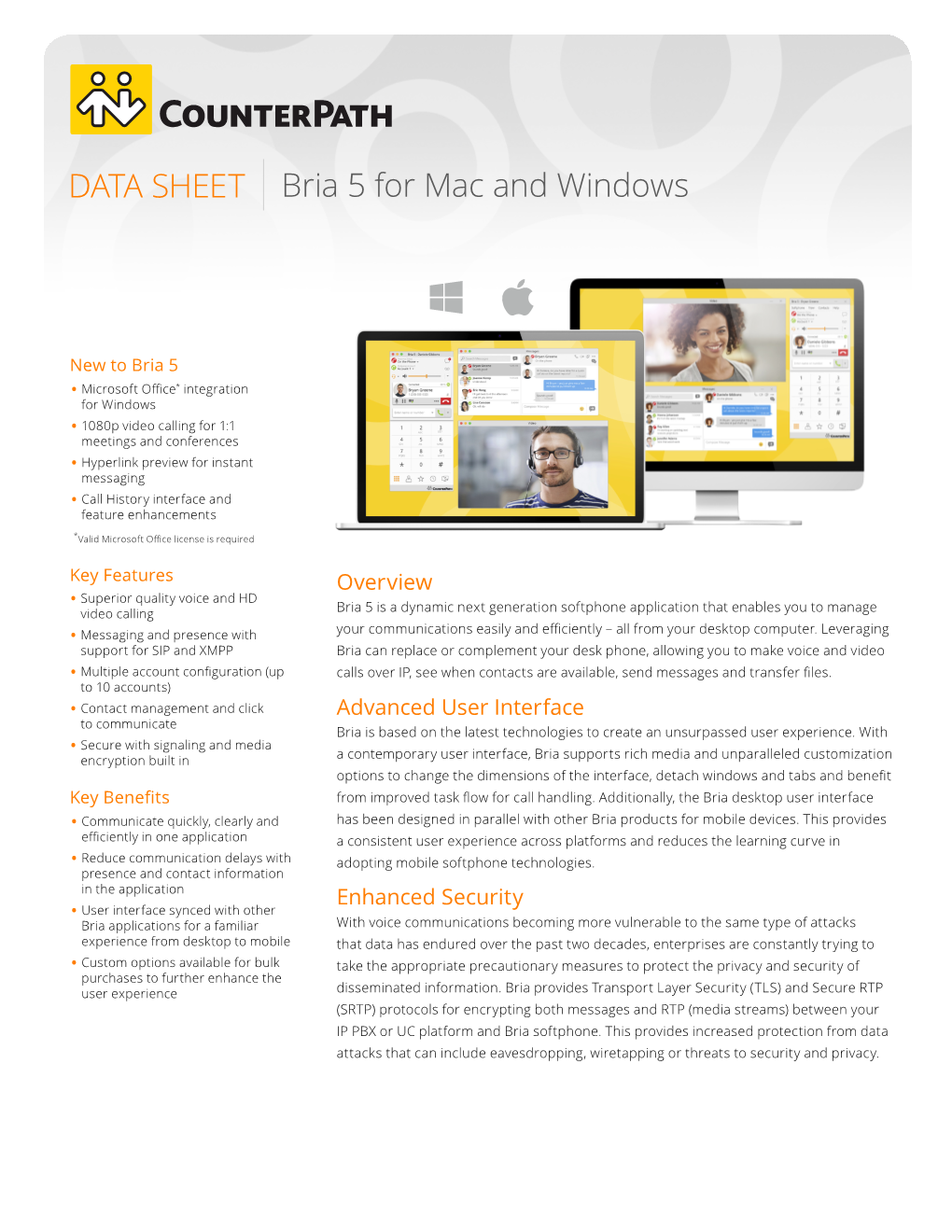 DATA SHEET Bria 5 for Mac and Windows