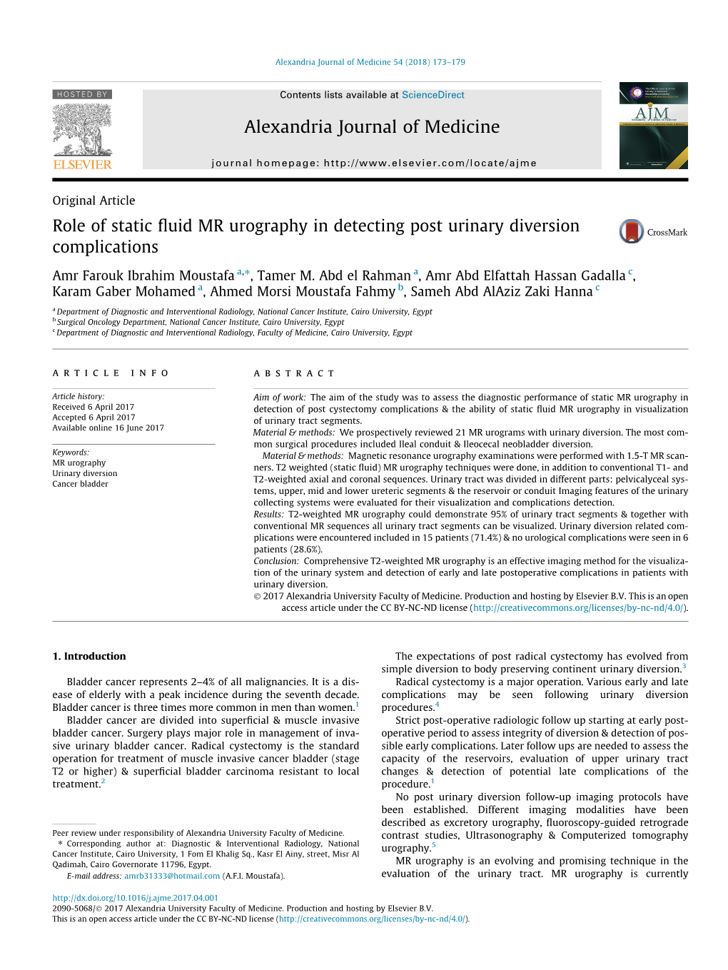 Role of Static Fluid MR Urography in Detecting