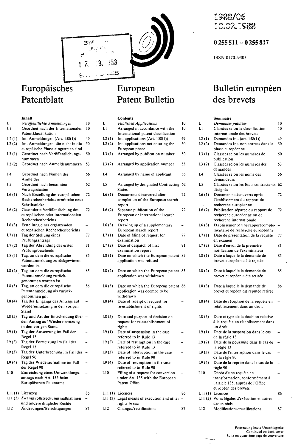 XM Europäisches Patentblatt European Patent Bulletin 1988/06 10.02.1988