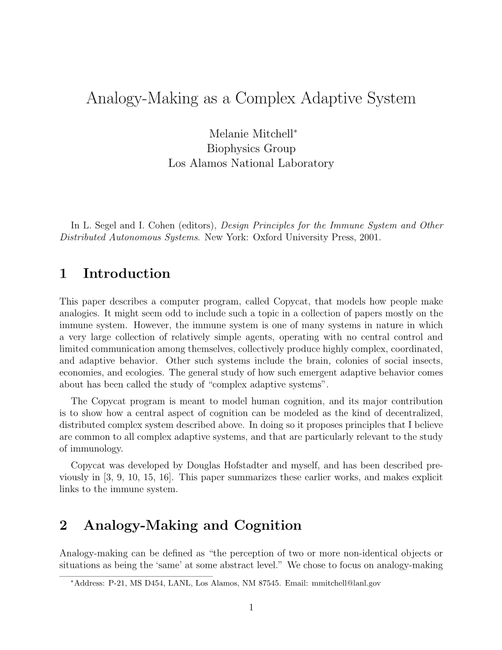 Analogy-Making As a Complex Adaptive System