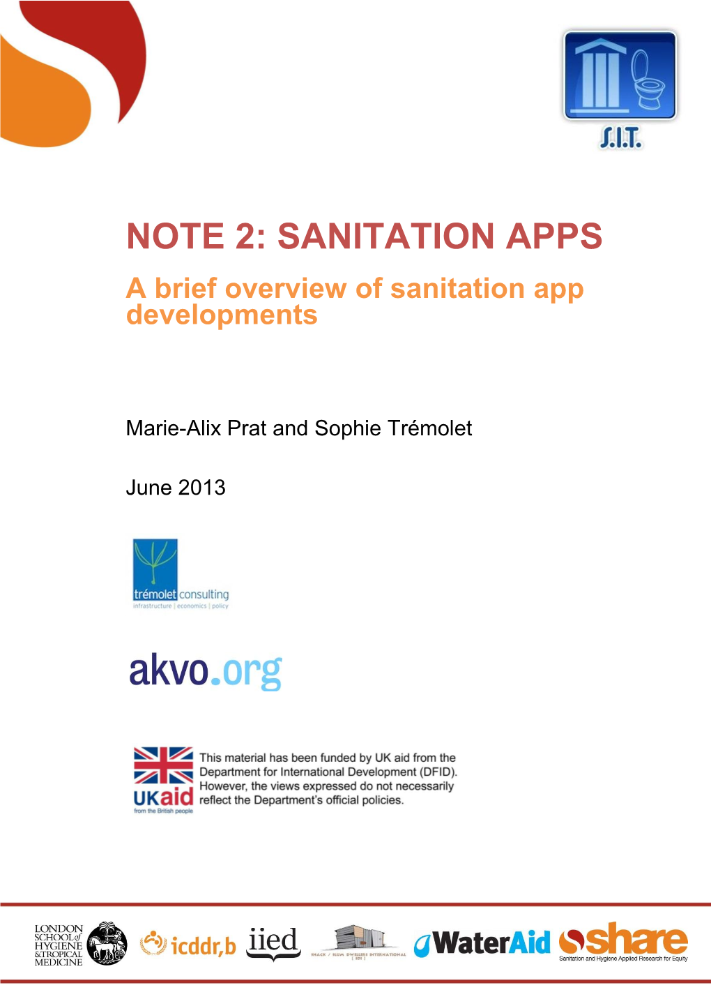 SANITATION APPS a Brief Overview of Sanitation App Developments