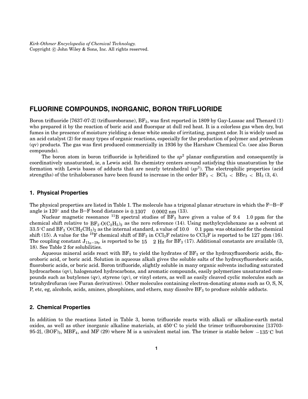 "Fluorine Compounds, Inorganic, Boron Trifluoride"