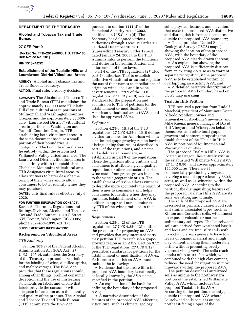 Federal Register/Vol. 85, No. 107/Wednesday, June 3, 2020/Rules