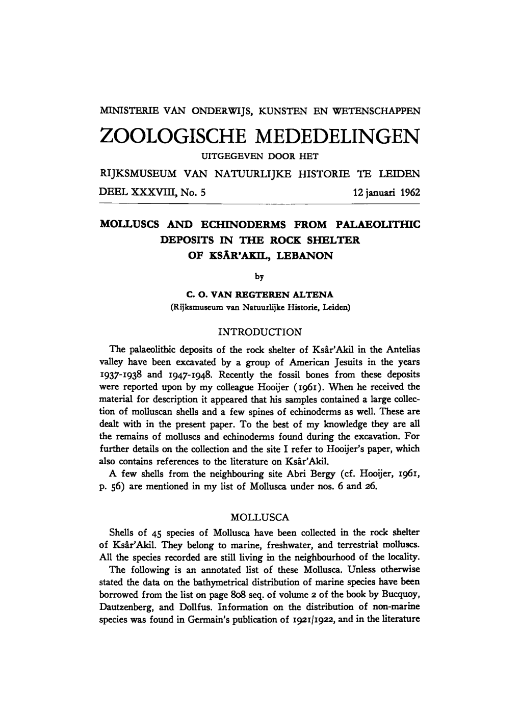 Zoologische Mededelingen