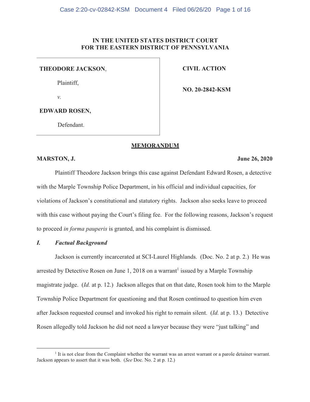 Case 2:20-Cv-02842-KSM Document 4 Filed 06/26/20 Page 1 of 16