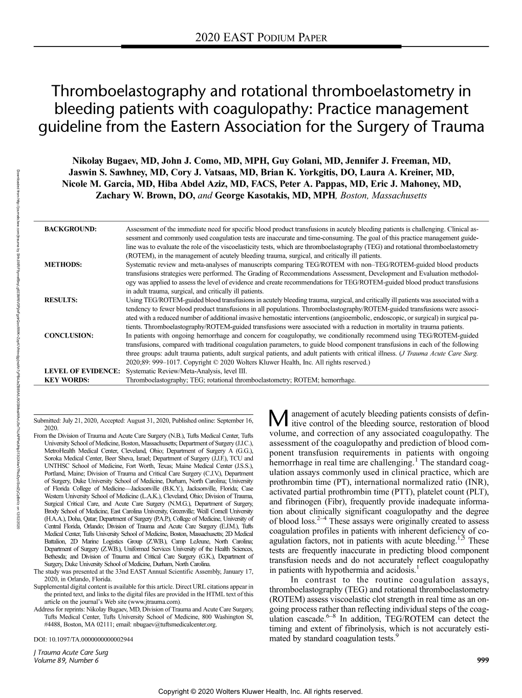 Thromboelastography and Rotational Thromboelastometry in Bleeding