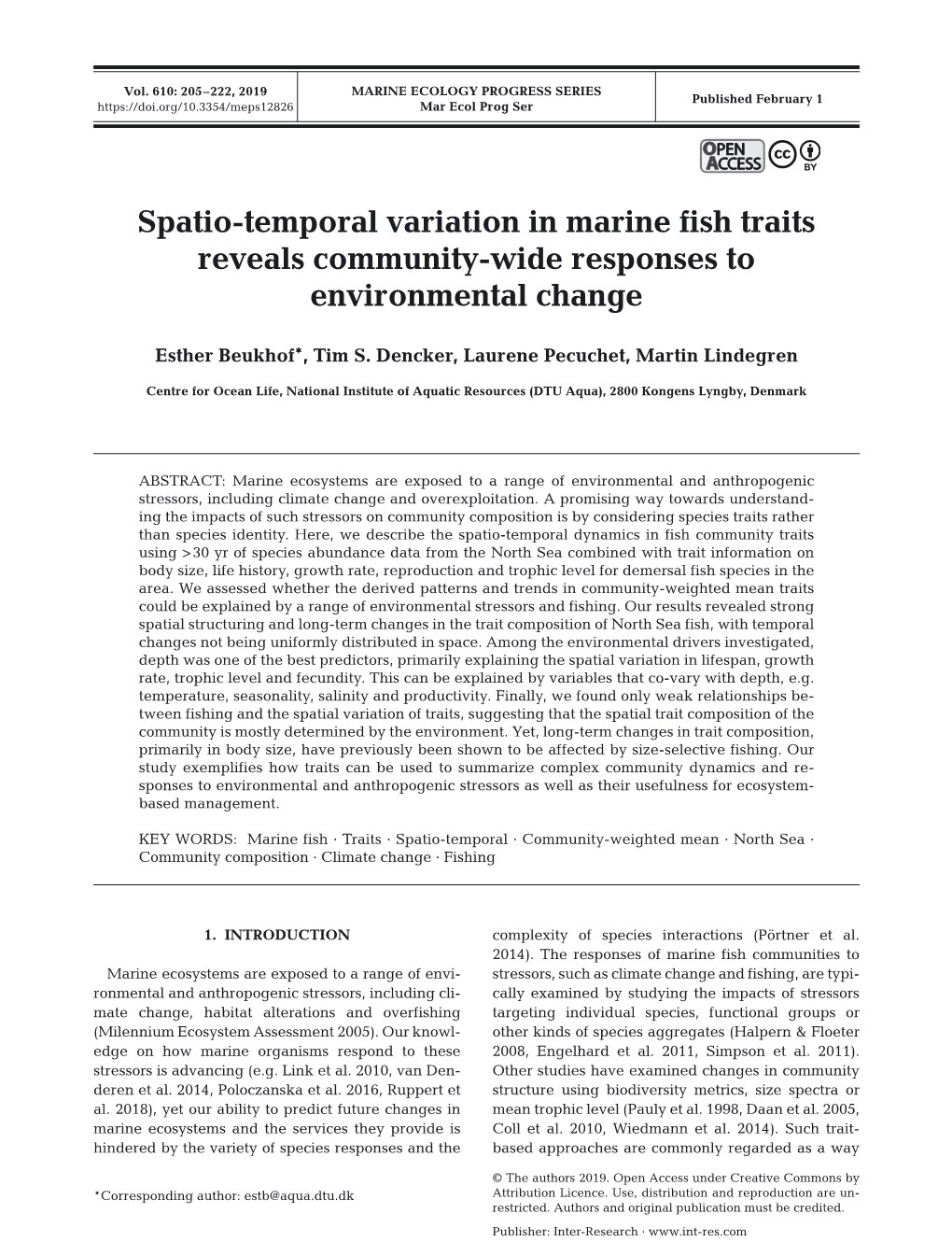 Spatio-Temporal Variation in Marine Fish Traits Reveals Community-Wide Responses to Environmental Change