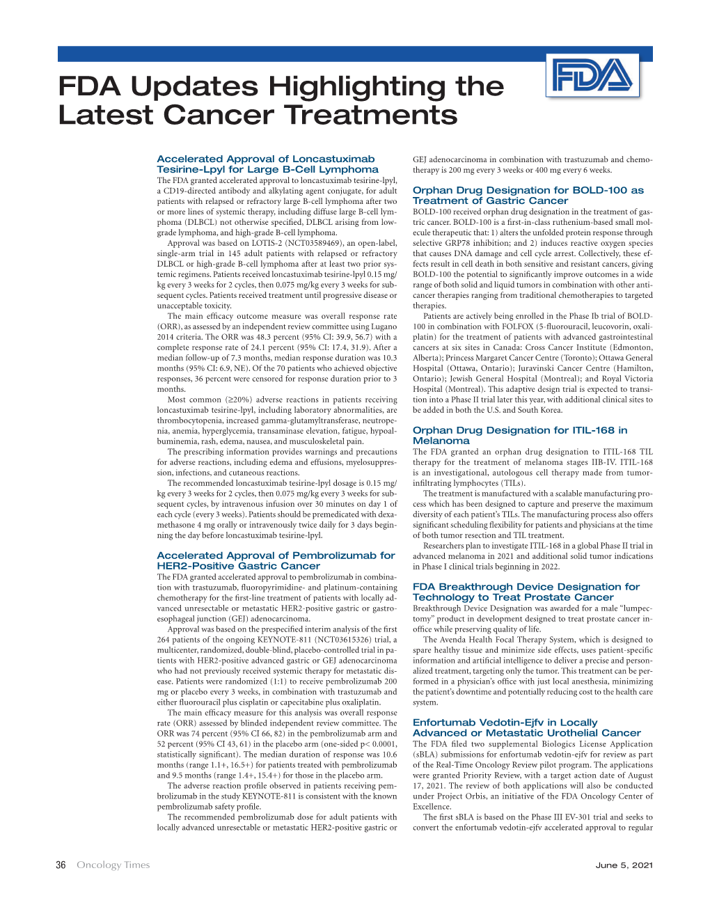 FDA Updates Highlighting the Latest Cancer Treatments