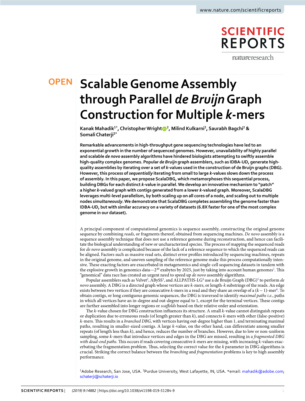Scalable Genome Assembly Through Parallel De Bruijn Graph Construction for Multiple K-Mers