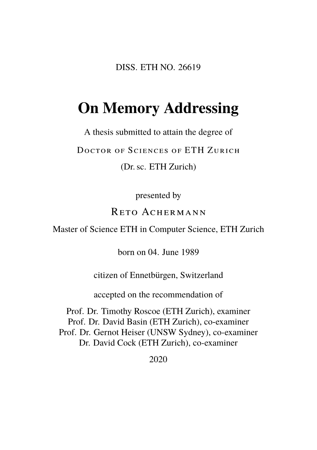 On Memory Addressing