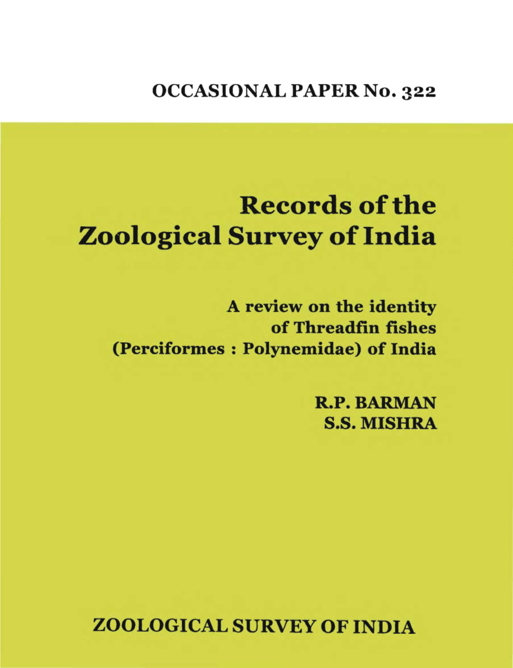 Records of the Zoological Survey of India