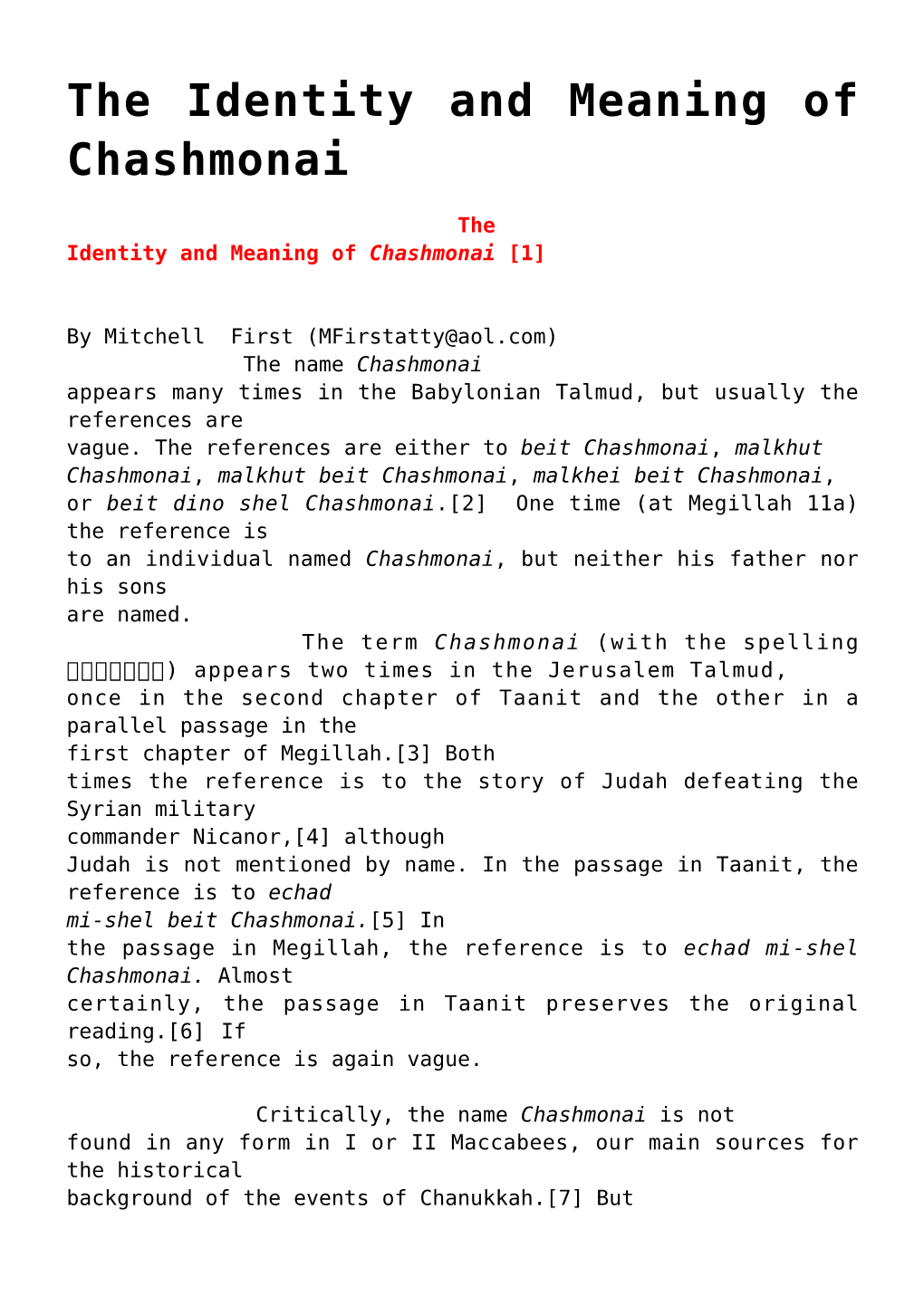 The Identity and Meaning of Chashmonai