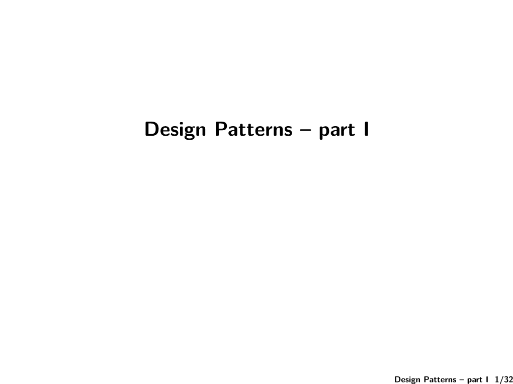 Design Patterns – Part I