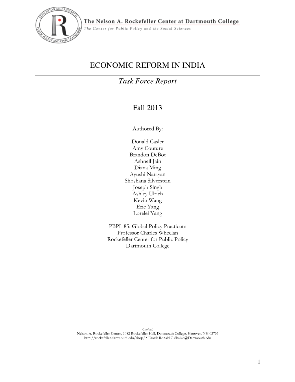 Economic Reform in India