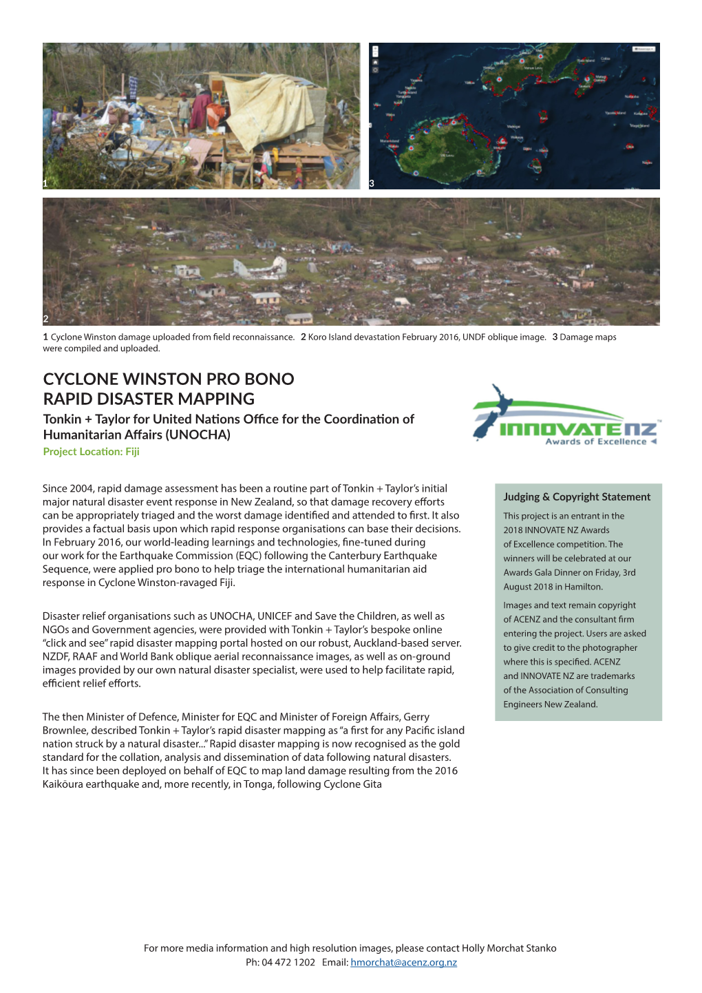 CYCLONE WINSTON PRO BONO RAPID DISASTER MAPPING Tonkin + Taylor for United Nations Office for the Coordination of Humanitarian Affairs (UNOCHA) Project Location: Fiji