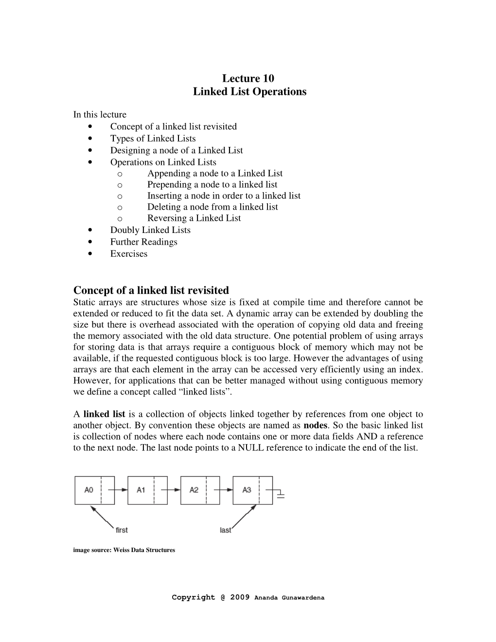 Lecture 10 Linked List Operations