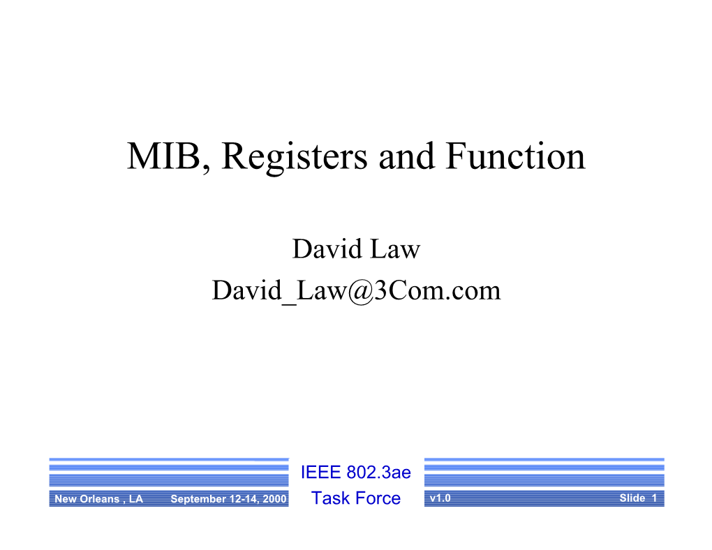 MIB, Registers and Functions