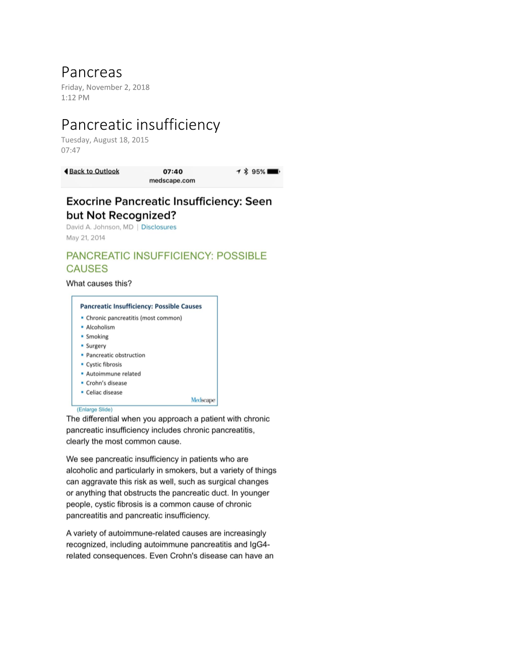 Pancreas Pancreatic Insufficiency