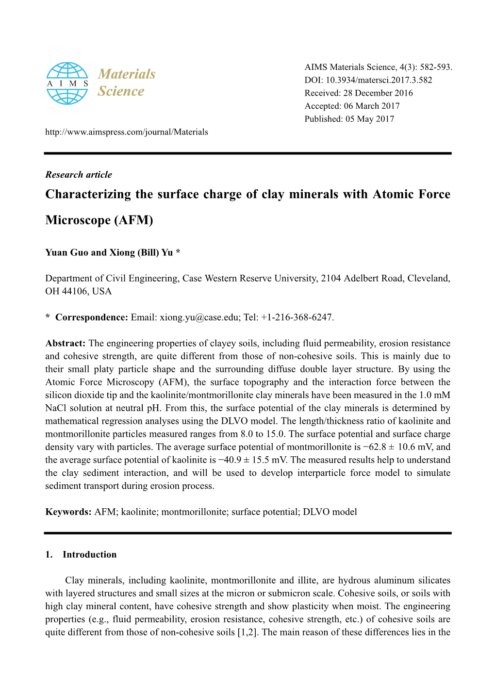 Characterizing the Surface Charge of Clay Minerals with Atomic Force Microscope (AFM)