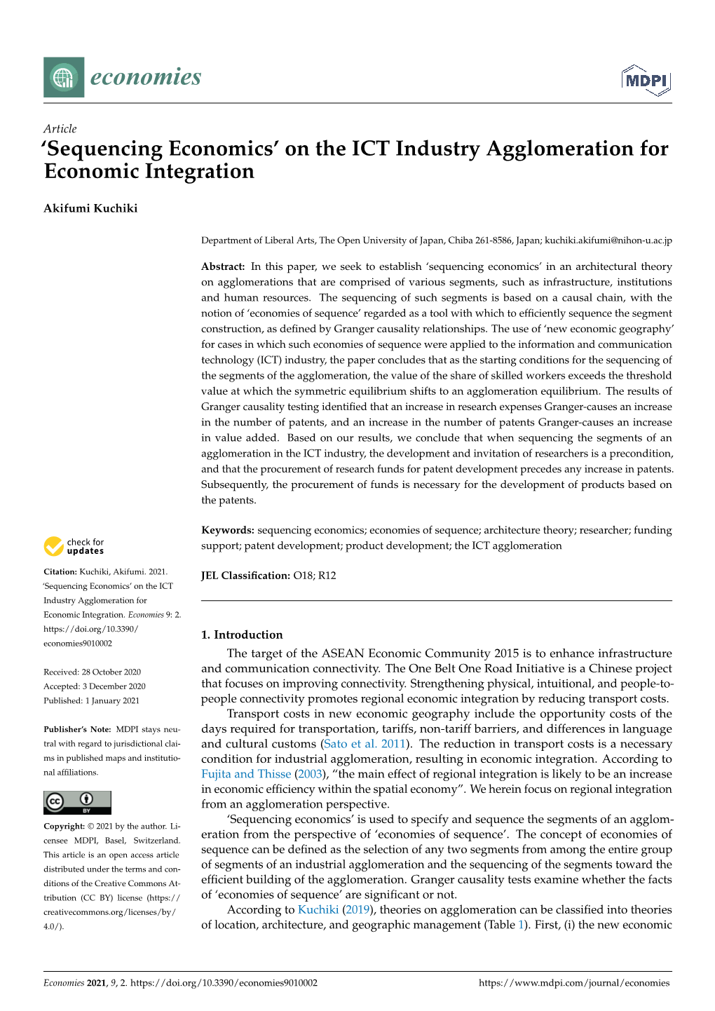 On the ICT Industry Agglomeration for Economic Integration