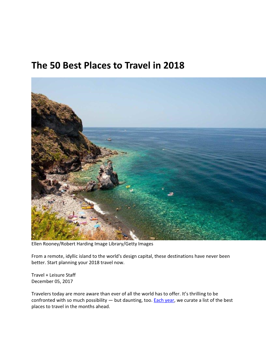 The 50 Best Places to Travel in 2018