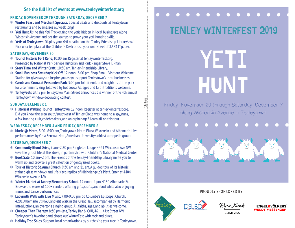 TENLEY WINTERFEST 2019 Wisconsin Avenue and Get the Stamps to Prove Your Yeti-Hunting Skills