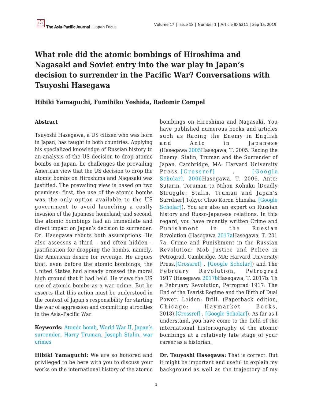 What Role Did the Atomic Bombings of Hiroshima