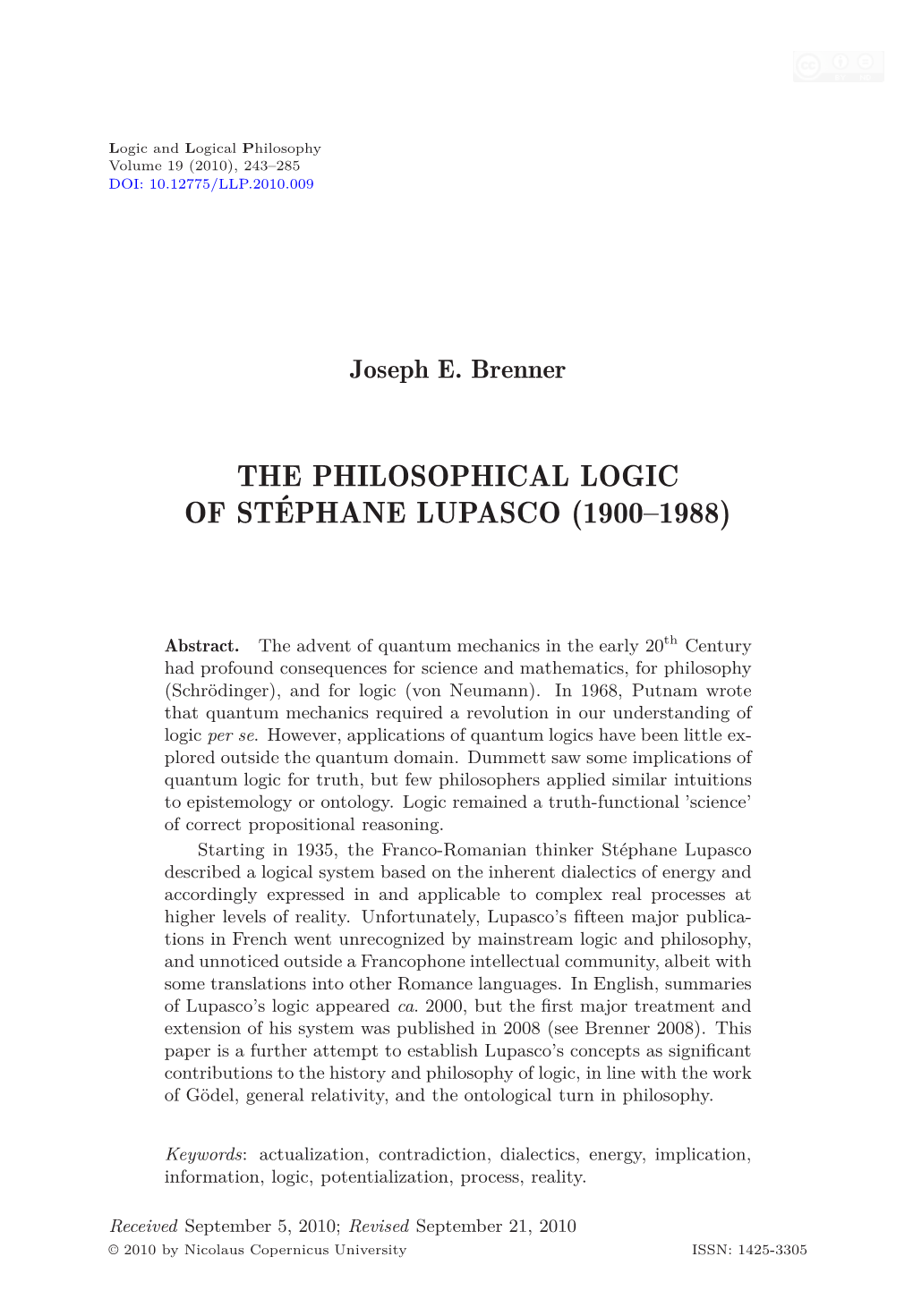 The Philosophical Logic of Stéphane Lupasco (1900–1988)
