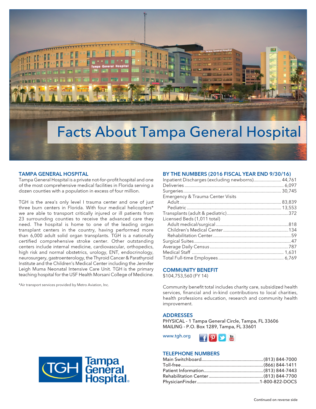 Facts About Tampa General Hospital