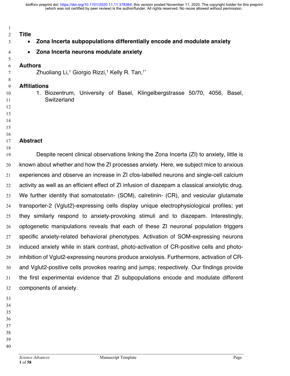 Zona Incerta Subpopulations Differentially Encode and Modulate Anxiety