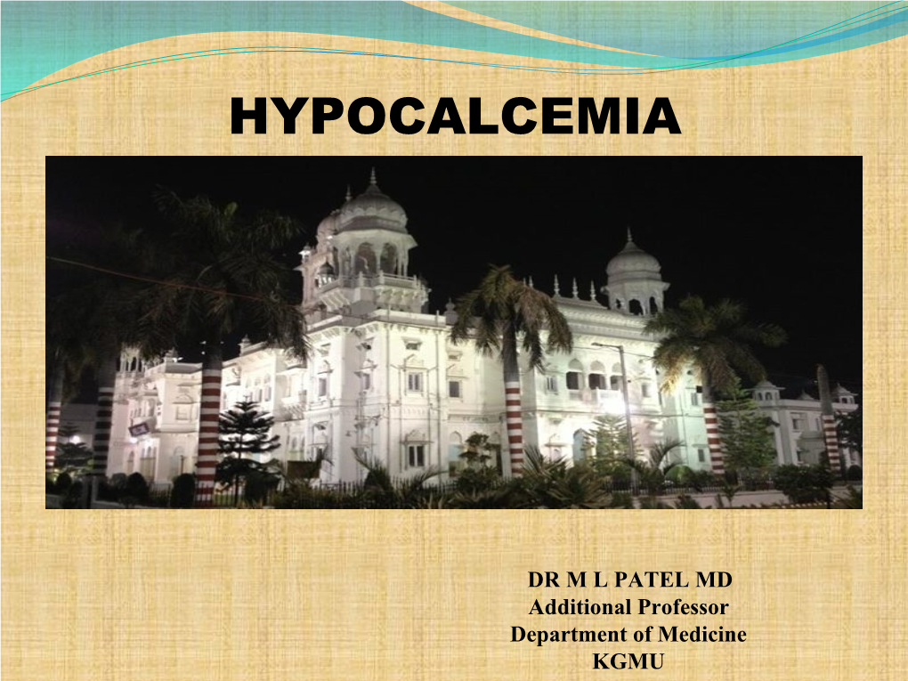 Hypocalcemia