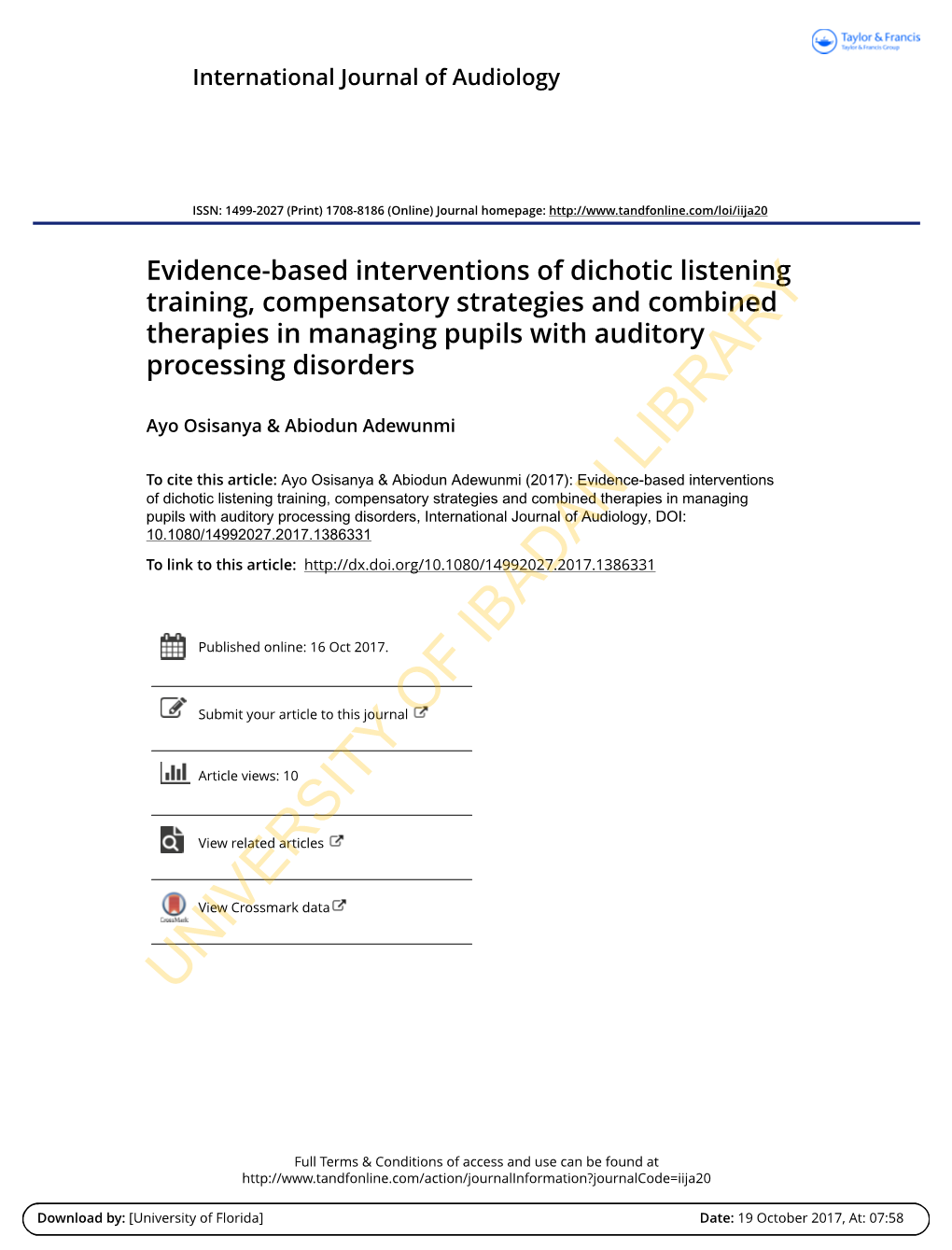 Evidence-Based Interventions of Dichotic Listening Training, Compensatory Strategies and Combined Therapies in Managing Pupils with Auditory Processing Disorders