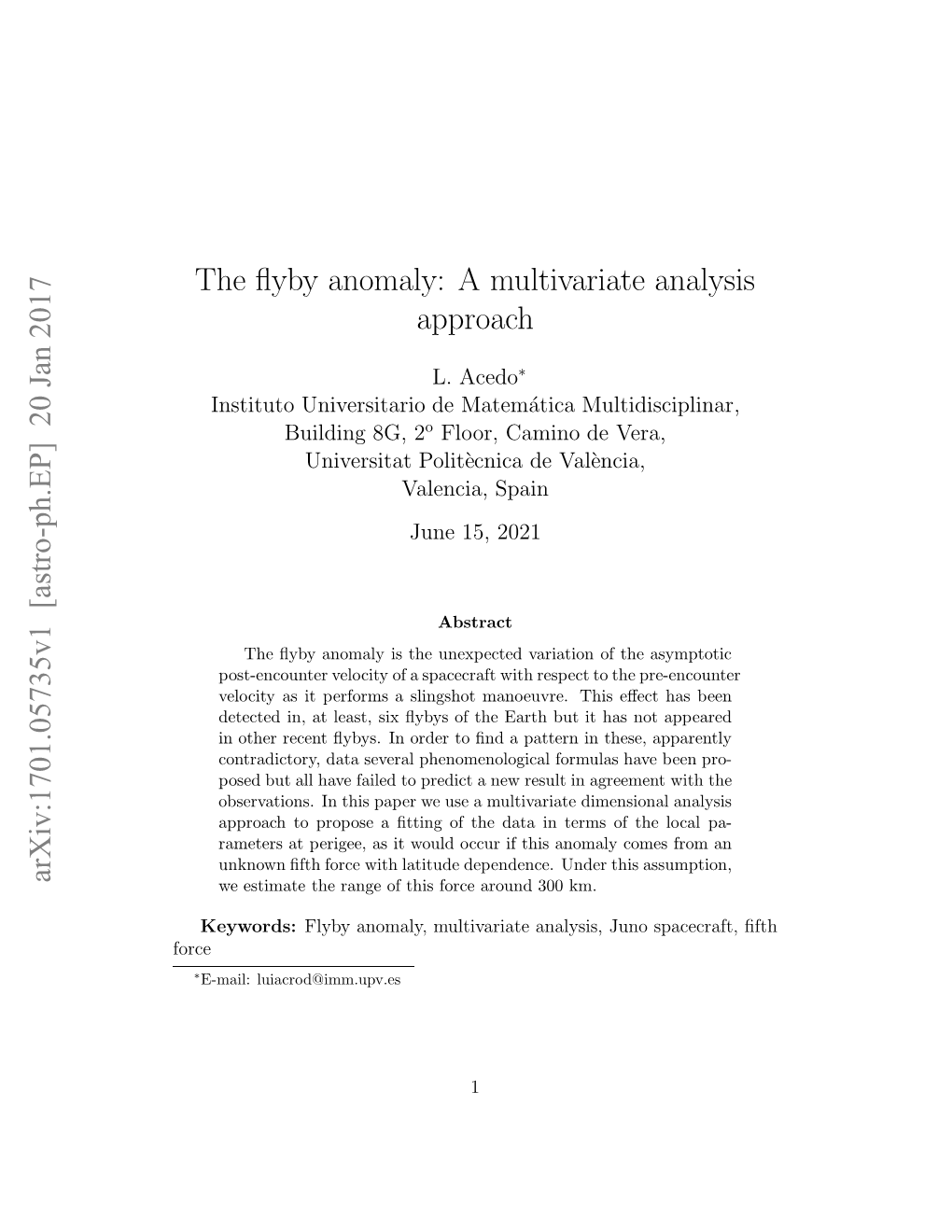 The Flyby Anomaly: a Multivariate Analysis Approach