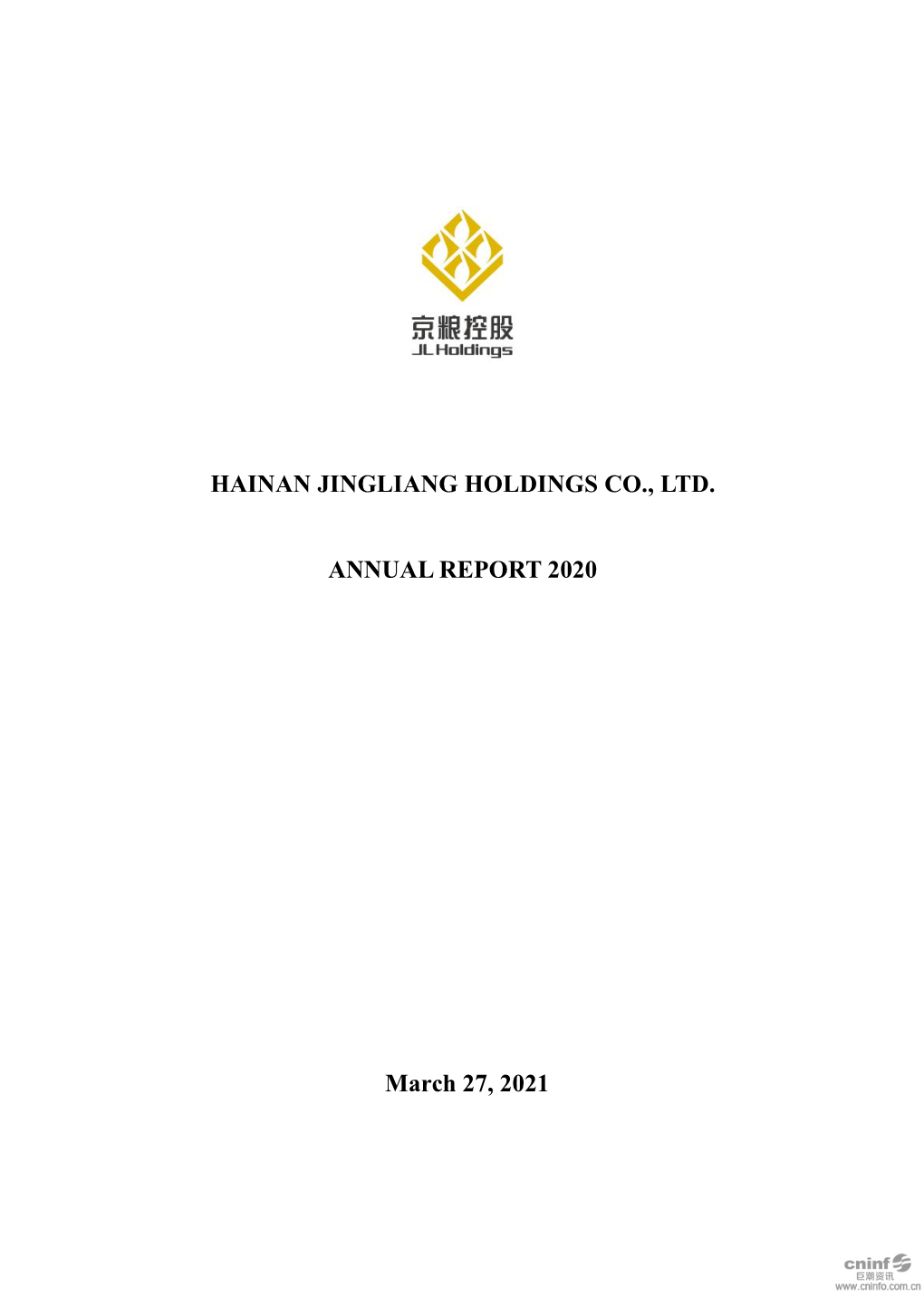 Hainan Jingliang Holdings Co., Ltd. Annual Report 2020