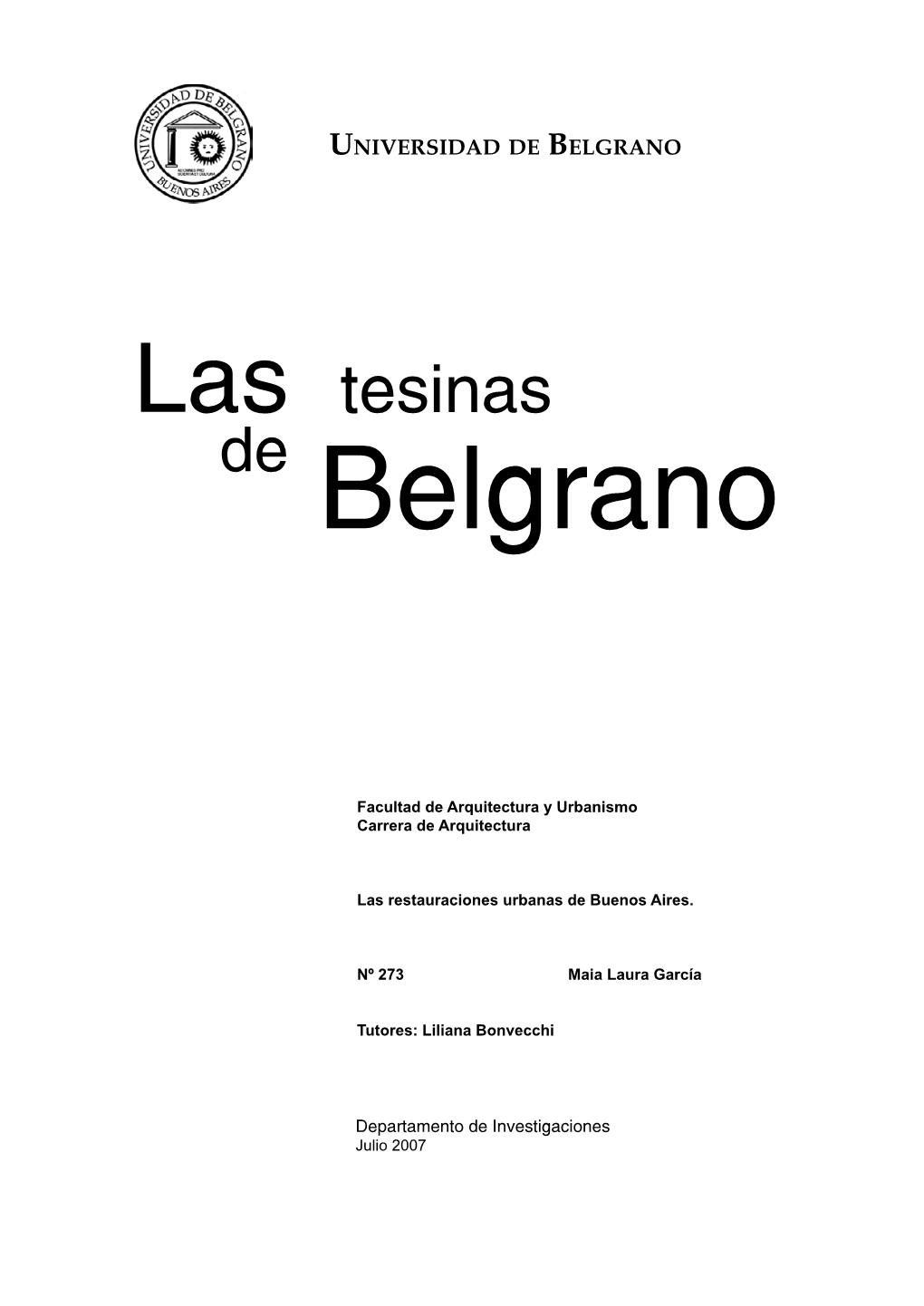 Las Tesinas De Belgrano