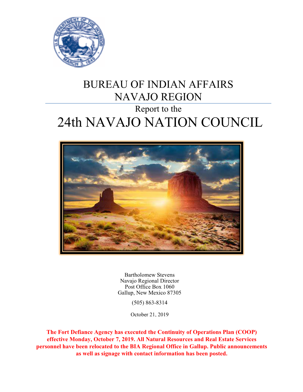 Bureau of Indian Affairs Report