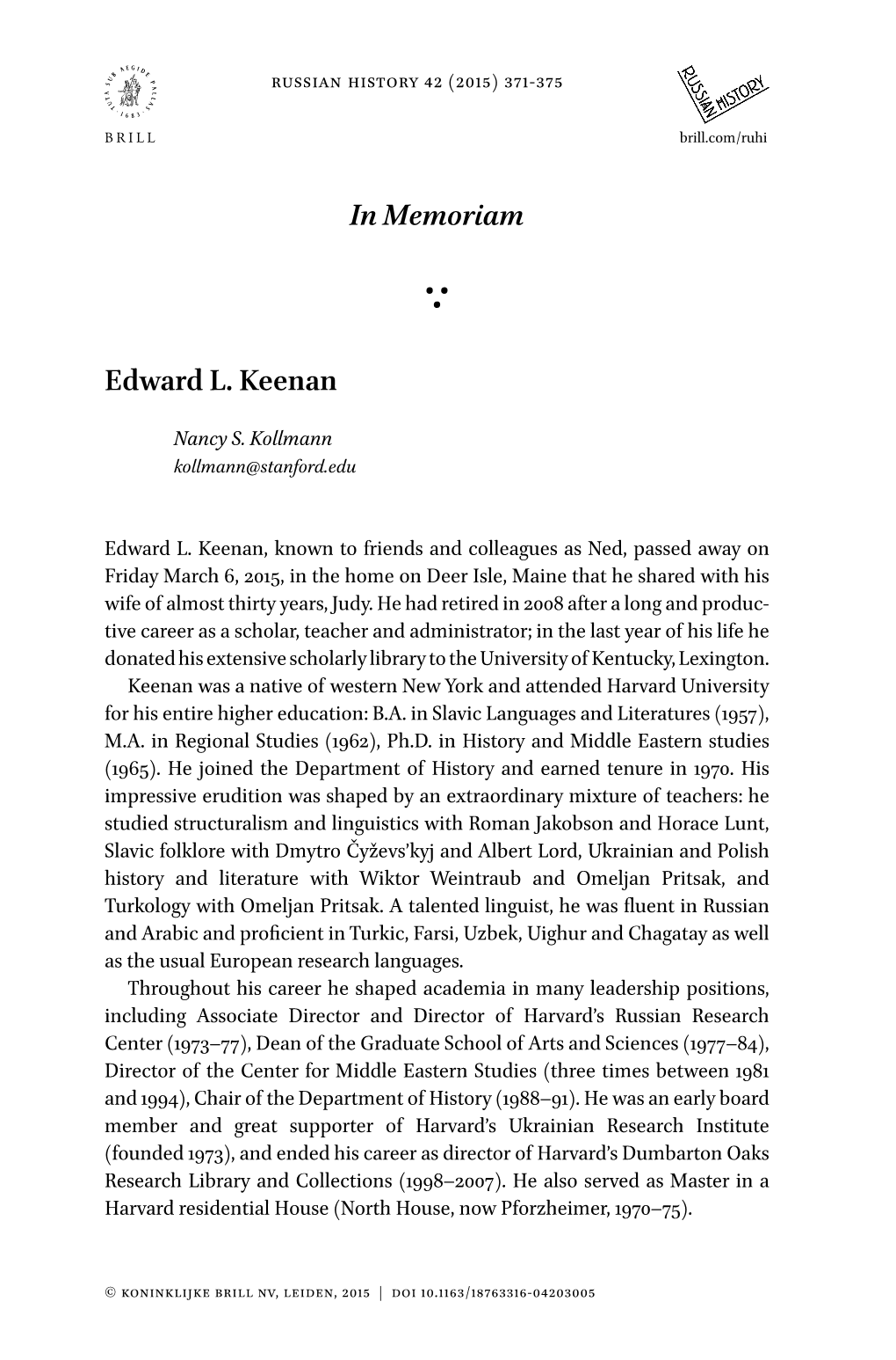 In Memoriam Edward L. Keenan