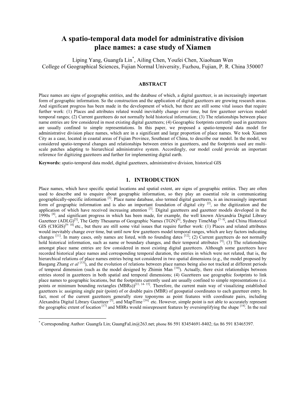 A Spatio-Temporal Data Model for Administrative Division Place Names: a Case Study of Xiamen