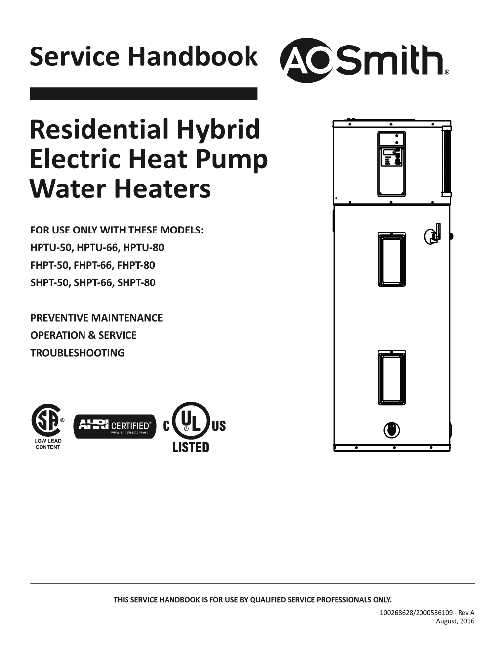 Service Handbook Residential Hybrid Electric Heat Pump Water Heaters
