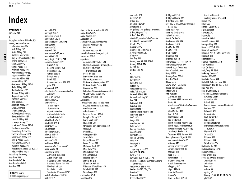 988 INDE X INDE X SYMBOLS @Tbristol 248 a Abbeydale