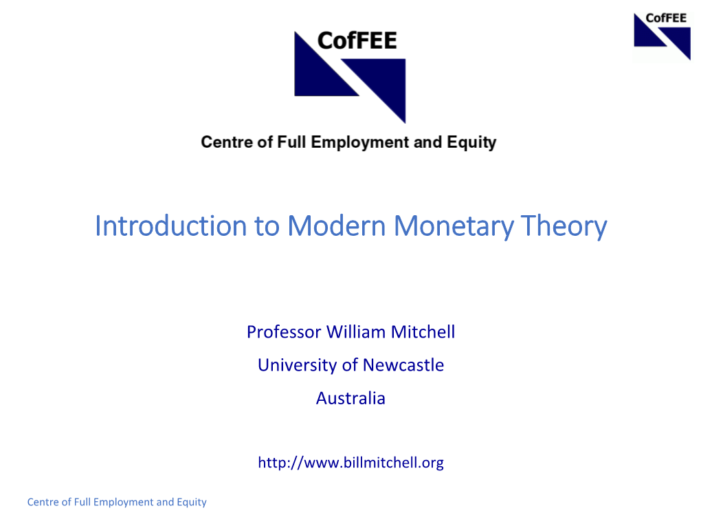 Introduction to Modern Monetary Theory