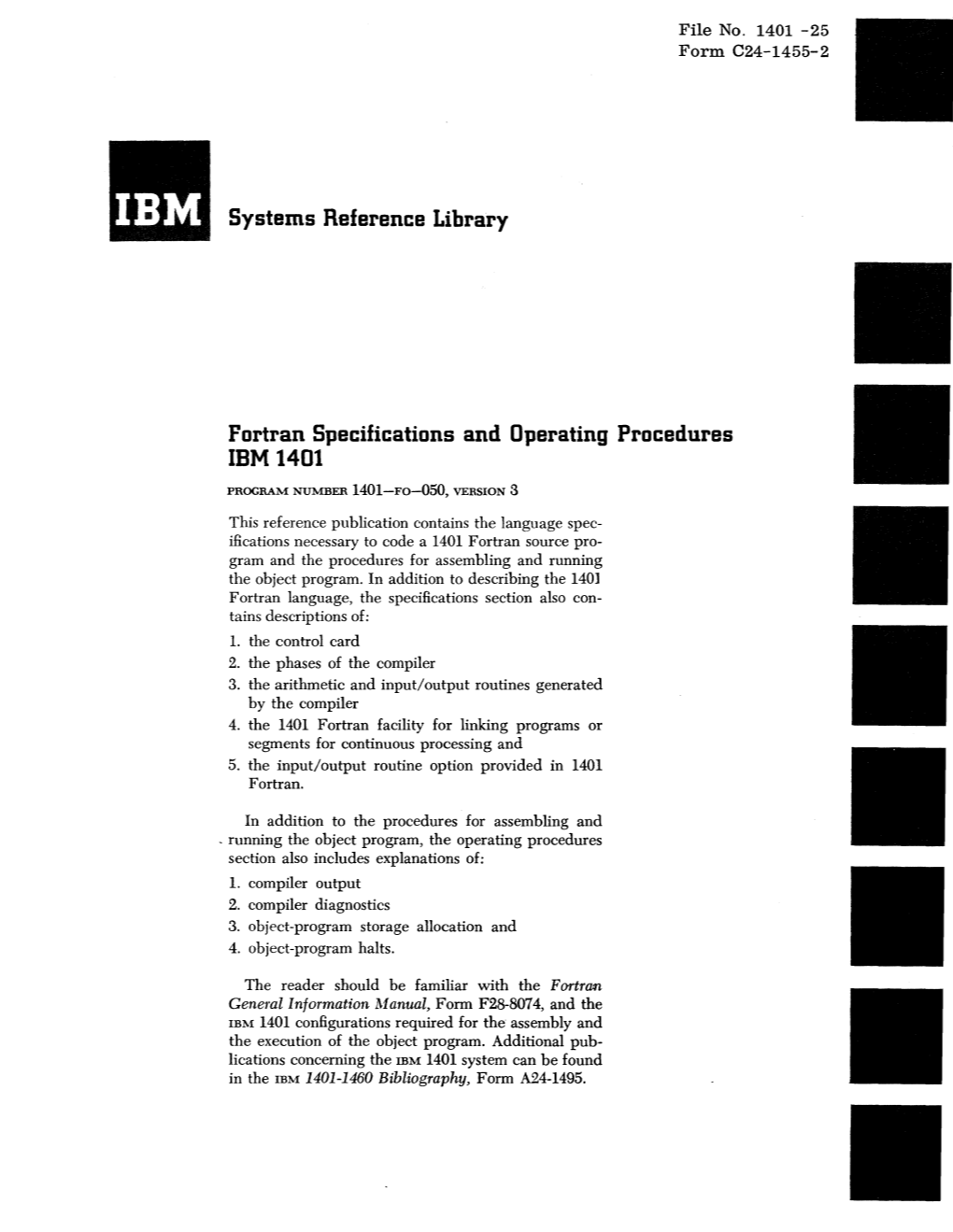 Systems Reference Library Fortran Specifications and Operating